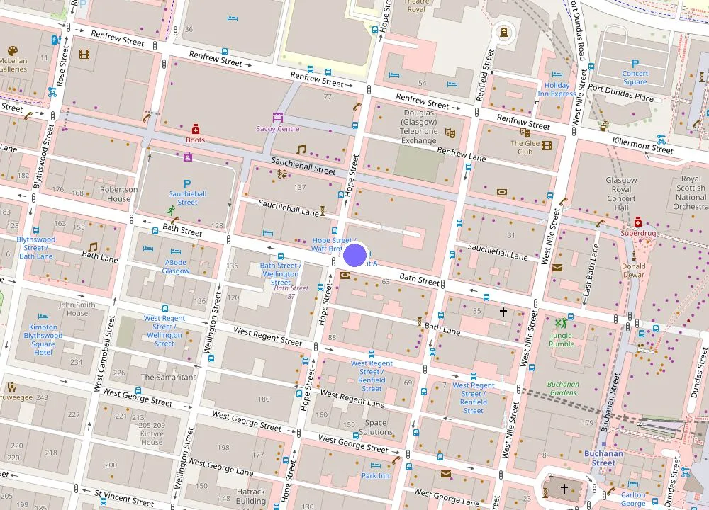 Map: Point A Hotel Glasgow